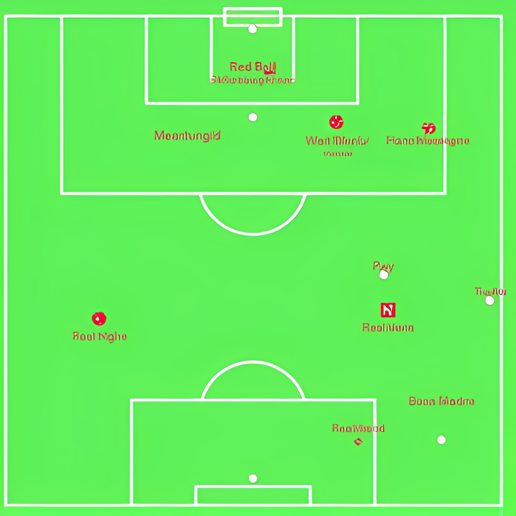 A tactical graphic showing formations and potential player matchups for the Red Bull Salzburg vs Real Madrid game, with highlights on key areas of the pitch.